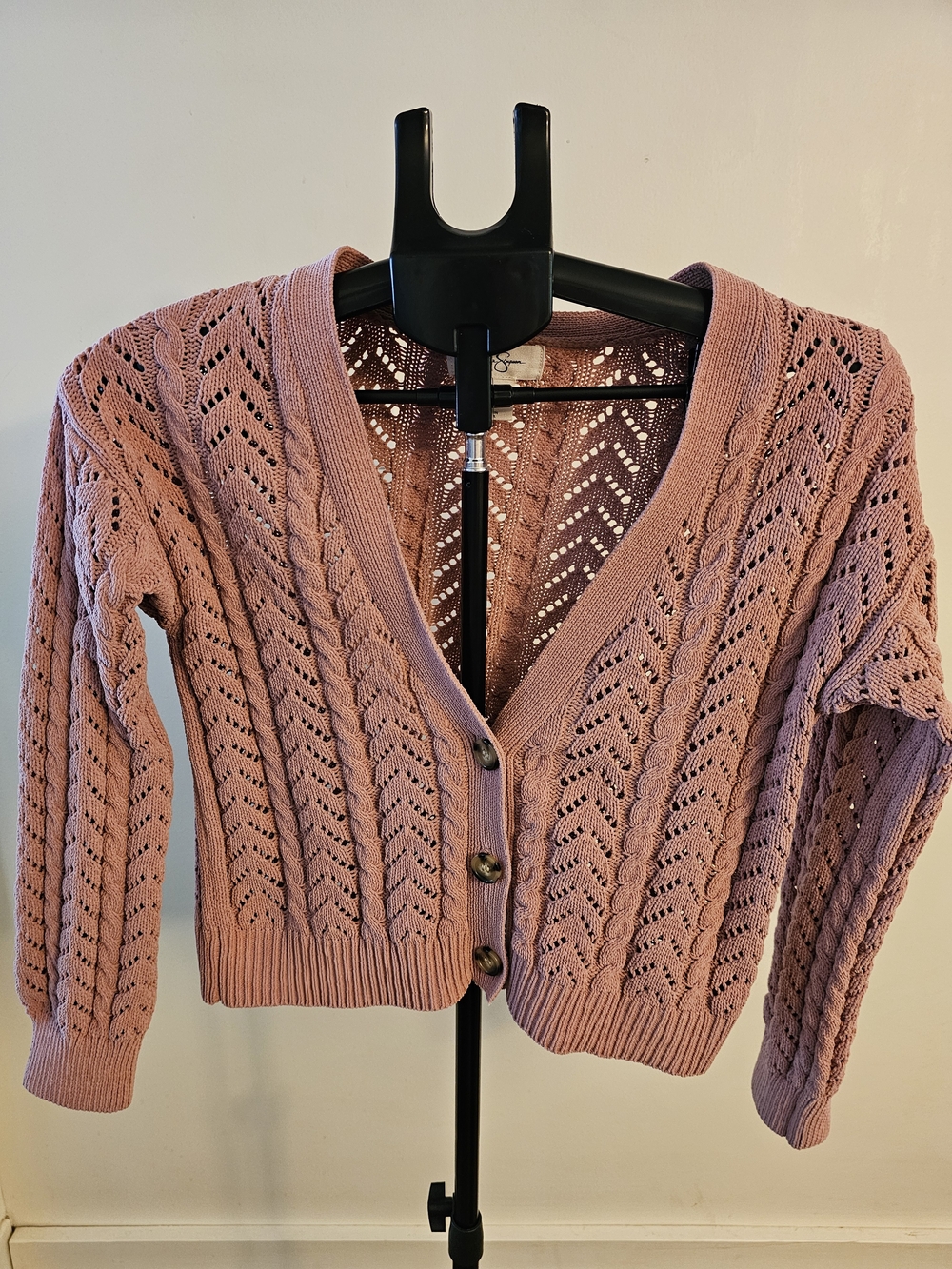 Jessica Simpson Dusty Rose Knit Button-Front Cardigan